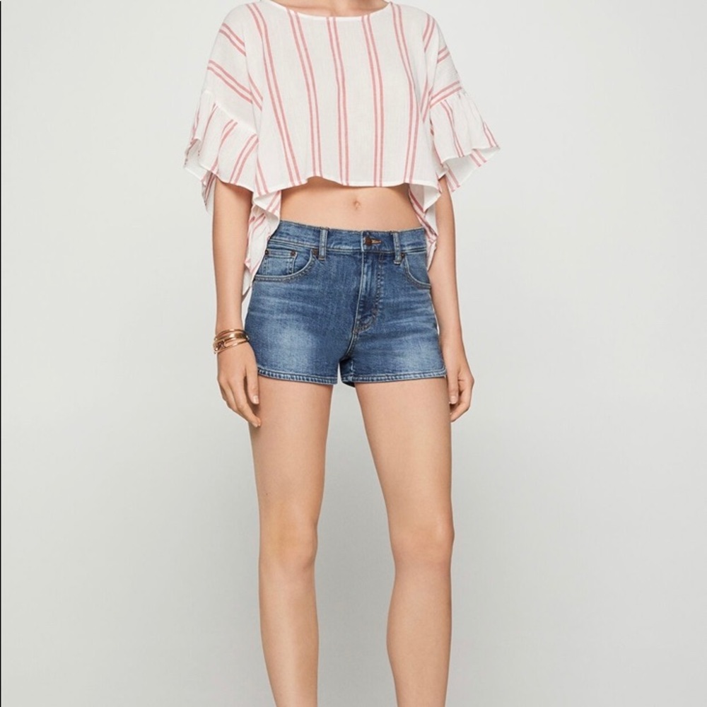 BCBGeneration Ruffle Sleeve Striped Top - Picture 5 of 9